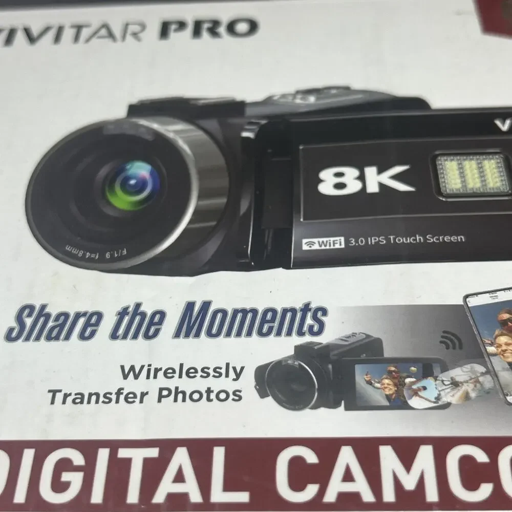 Vivitar 8K Camcorder Record Events 64MP 3 Touchscreen WiFi 18x Zoom Night Vision